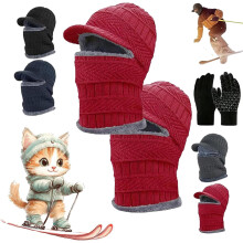 Bonnet d'hiver intégral, bonnet couvrant avec masque et cache-oreilles, bonnet chaud en polaire tricotée pour temps froid