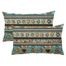 Conjunto de 2 capas de almofada decorativas boho 12x20 para sofá, estilo boêmio, para uso externo ou em casa de campo.