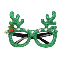 Occhiali decorativi natalizi con montatura scintillante a forma di Babbo Natale e renna, ideali per feste e eventi, accessori fotografici. Taglia