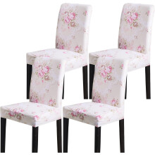 Esszimmerstuhlhussen-Set, 4er-Pack, dehnbare, weiche Spandex-Stuhlhussen, abnehmbar und waschbar, für Esszimmer, Hotel, Feierlichkeiten (Rosa Rose,