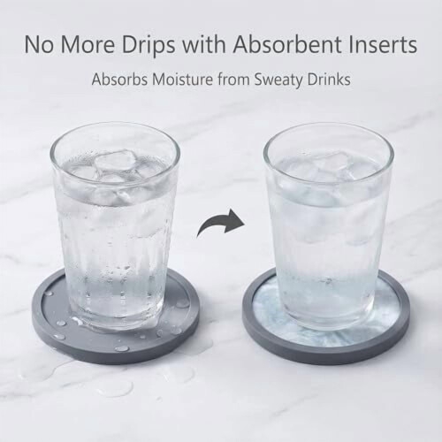 Absorbent Drink Coasters with Metal Holder (6 Pack) 2
