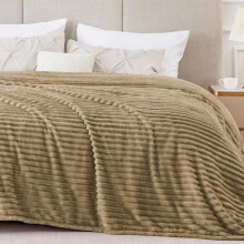 King Size Fleece Blanket – 3D Ribbed Jacquard, Soft & Warm, Cozy Fluffy Throw for Couch/Bed (Brown, 108x90")
