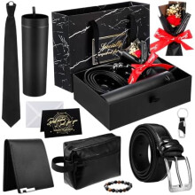 10-Pc Men's Gift Set: Tumbler, Wallet, Tie, Belt – Birthday, Retirement, Anniversary Gift for Dad, Husband, Boyfriend, Coworker