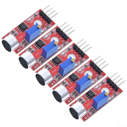 Ky 037 Sound Sensor Module Set of Five with Adjustable Sensitivity for Microphone and Audio Projects