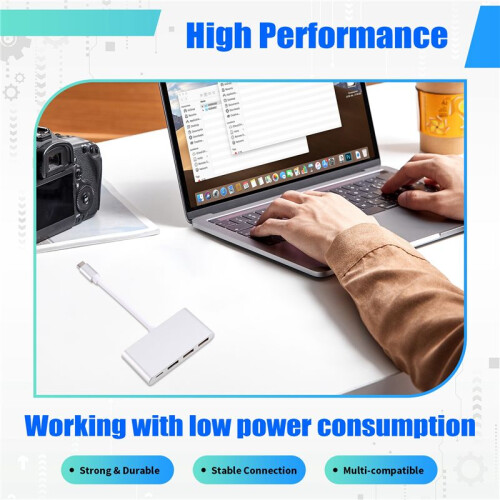 4-in-1 USB C Hub Power USB 3.0 for  Surface Chrome  Stable USB 3.0 USB HUB Adapter 2