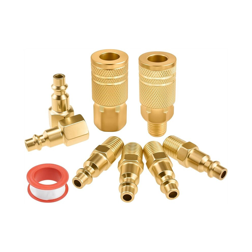 Universal 1/4" Npt Air Fittings Kit,Quick Connect Brass Coupler And Plug,High Flow Industrial For Air Compressors Tools 4713401194372