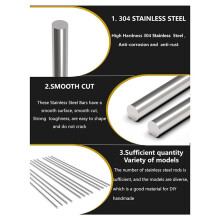 12Pcs 3 mm X 300 mm Stainless Steel Round Rod, Metal Shaft, Stainless Steel Smooth Rods for Industry, Metal Working