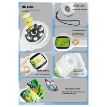 Kids  Microscope 500X Science Toy with Photo and Video Function Cute Handheld Microscope Outdoor Kid Educational Toy