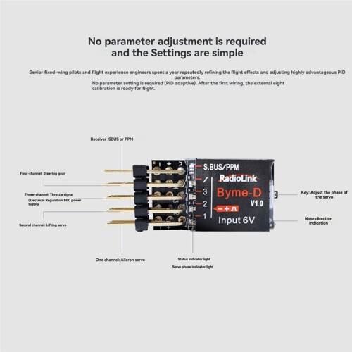 Radiolink BYME-D Fixed Wing Flight Controller Gyroscope Self-Stabilization Balance Delta-Wing SU27 Paper Aircraft Stabilizer 2