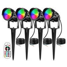 RGBW-LED-Gartenbeleuchtung, 10 W, Farbwechsel, mit Fernbedienung, IP65 Wasserdicht, Außenstrahler mit Erdspieß