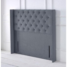(Super King 6ft, Grey) 54In Double Chesterfield Winged Panel Floor Standing Headboards for Ottoman Divan Beds All UK Sizes
