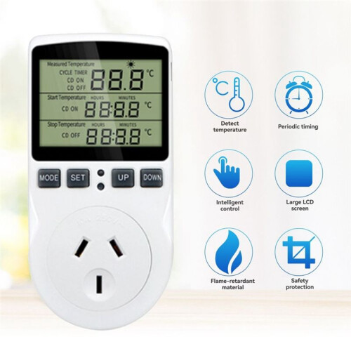 Intelligent Digital Temperature Controller AU  Socket 10(2)A 240V- Max.2400W.U LCD Display 2