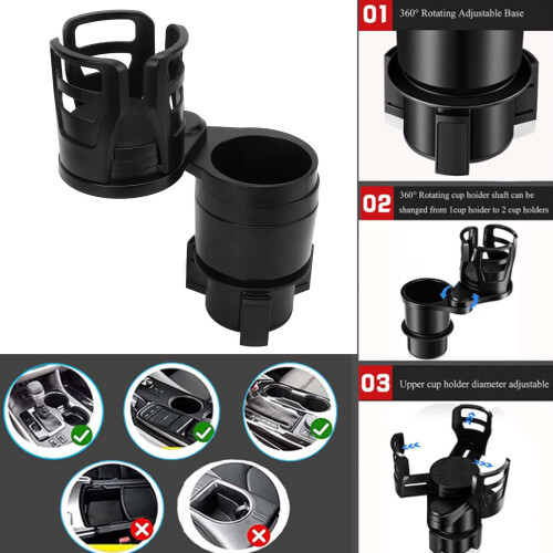 Car Cup Holder Expander with Adjustable Base