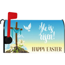 Vrolijk Pasen Magnetische brievenbushoes – Heilig Kruis & Vredesduif, 45,7 x 53,3 cm, Thema: Opstanding, Religieuze tuindecoratie