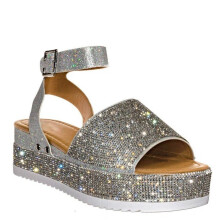 Sandali con cinturino in cristallo LoyisVidion - Sandali estivi da donna alla moda con cinturini, zeppe e plateau, sandali con cinturini e suola