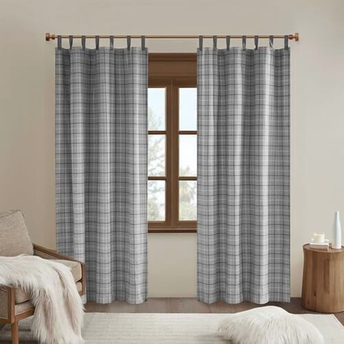 Κουρτίνα Anaheim Cabin Plaid, θερμομονωτική, με επένδυση fleece, που σκουραίνει το δωμάτιο,