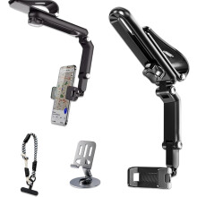 Soporte giratorio de 1080 para teléfono móvil en parasol, soporte universal para coche de 360 – Compatible con todos los smartphones (Negro)
