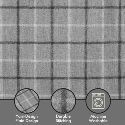 Κουρτίνα Anaheim Cabin Plaid, θερμομονωτική, με επένδυση fleece, που σκουραίνει το δωμάτιο, 1