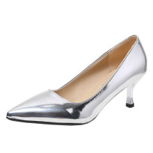 Scarpe con tacco grosso da donna, punta affusolata, in pelle sintetica verniciata, con tacco alto, ideali per abiti da sposa, taglia 5.5 (36)