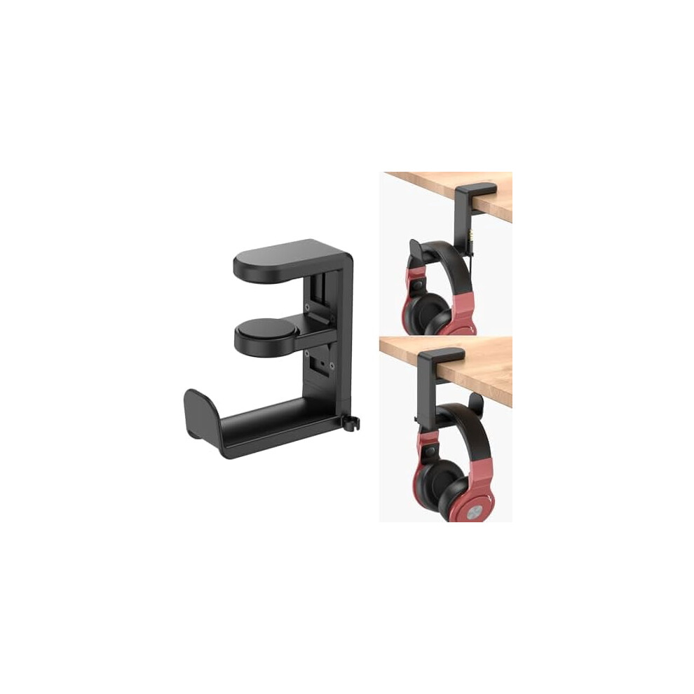 Eurpmask Rotating Headphone Stand – Adjustable Clamp-On Desk Hanger, 360 Swivel & Cable Clip, Compatible With Pc Gaming Headsets – Black 9149926198772