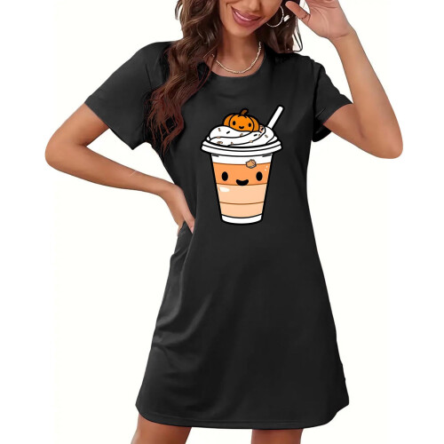 Φόρεμα πιτζάμας για το Halloween σε μεγάλα μεγέθη με στάμπα κινουμένων σχεδίων, 1