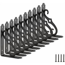 Staffe a L per mensole da 5 pollici, staffe decorative per mensole, supporto angolare per mensole, staffa ad angolo retto con viti, nere, confezione