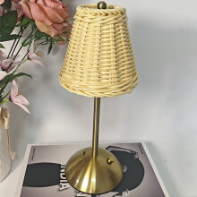 Ratanová stolová lampa, nočné svetlo z ratanu v štýle Boho, 3-farebné stmievateľné dotykové ovládanie do spálne, obývačky, vonkajšej