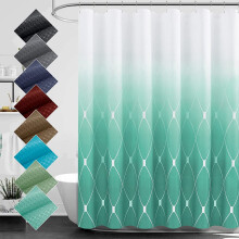 Ensemble rideau de douche vert ombré, tissu texturé, 183 x 183 cm, style spa hôtelier de luxe, lavable en machine, comprend 12 crochets