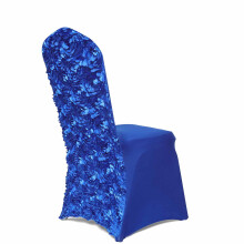 BalsaCircle Königsblaue Satin-Stuhlhussen mit erhabenen Rosen, dehnbar, aus Spandex, einfarbig