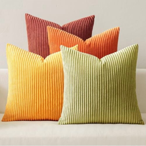 Boho gestreepte sierkussenhoezen 22x22 inch, set van 4