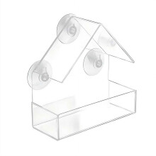 Transparenter, eichhörnchensicherer Fenstervogelfutterspender mit starken Saugnäpfen, Abflusslöchern und herausnehmbarer Schale – geeignet für