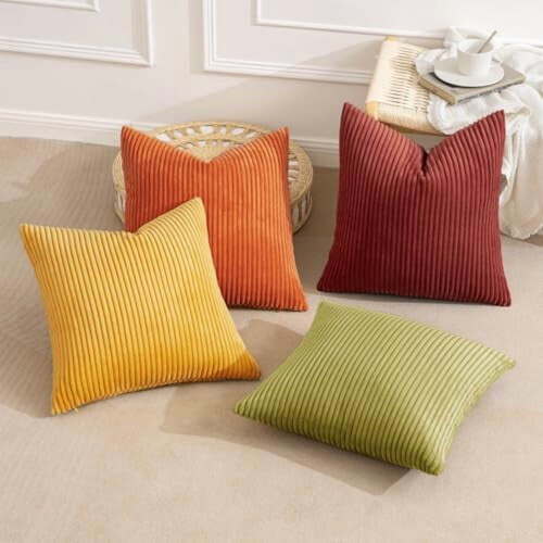 Boho gestreepte sierkussenhoezen 22x22 inch, set van 4 1