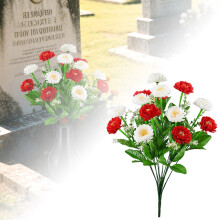Bouquet Cuimhneacháin Síoda do Uaigheanna – Socrú Bláthanna Fiáine Marthanacha le Rósanna & Lilí, Maisiúchán Leac Uaighe/Leac Uaighe,