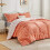 King Comforter Set Coral Orange Floral 3-Piece 2