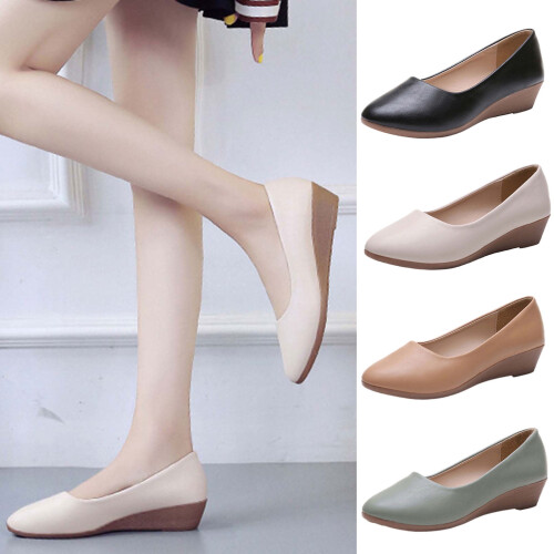 Γυναικεία παπούτσια Micro Wedges με μυτερή μύτη, μονόχρωμα, άνετα, άνετα, 8.5 (41)