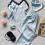 Damen-Freizeitpyjama-Set mit kurzen Ärmeln, Blau, Größe L 4