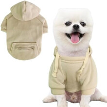 Winterjas met zakken voor honden, warme hondenhoodie, puppykleding voor kleine honden, Chihuahua-kleding (beige, medium)