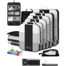 10-Piece Compression Packing Cubes for Travel – Expandable, Luggage Organizer Bags Compatible with Suitcases (Black)