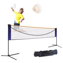 Set de plasă de badminton standard portabil de 20ft, plasă de volei și tenis cu stâlpi, reglabilă înălțime, sport în aer liber