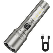 Uppladdningsbar LED-ficklampa, 6 lägen, hög lumen, zoombar, ficklampa i fickformat för vandring, jakt, camping, nödsituationer