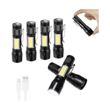 USB-wiederaufladbare Mini-LED-Taschenlampen im 6er-Pack – ideal für Camping, Camping und Freizeit.