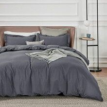 Súprava obliečok na perinu King Size (3 ks) – mäkká dvojito česaná, zapínanie na zips, 104"x90", 2 vankúše, bez prikrývky, tmavá