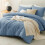 Grijsblauwe kingsize dekbedset van microvezel, 3-delig 5