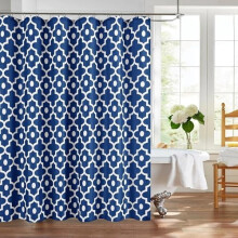 Erittäin pitkät teksturoitu kangassuihkuverhot, 72" L x 84" P, indigo-marokkolainen helmikuvioinen hotellikylpyhuoneen ylellinen koristeellinen