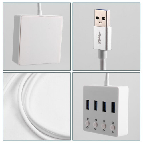 Desktop Expansion Hub with 4x USB 3.0   Volume Control for PC Hosts One-Click Screen Off & Mute Function 2