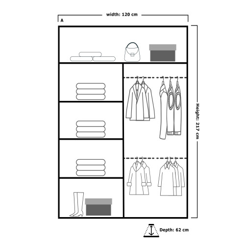 MN Furniture Stylish Sliding Doors Mirrored Wardrobes White 120cm 2