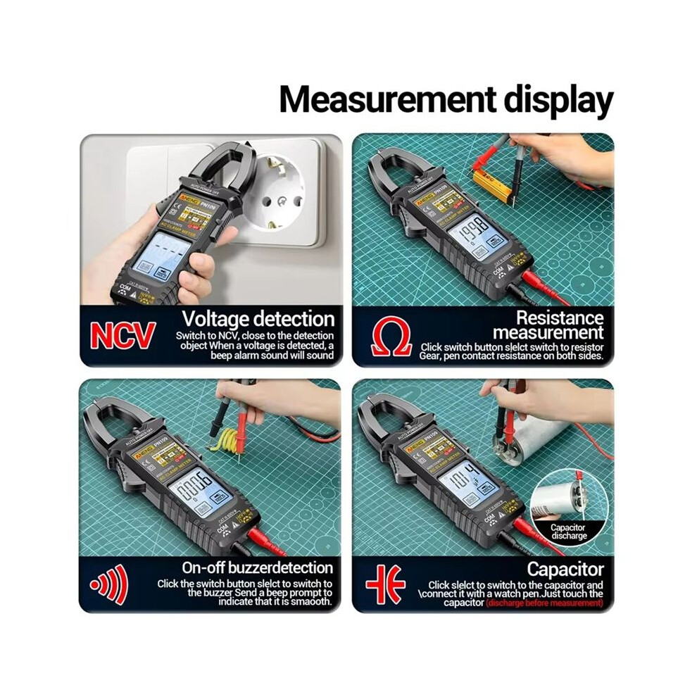 Aneng Pn109 Smart Clamp Meter Multimeter Digital 4000 Count 600A High Current Non-Contact Voltage Tester Ncv Capacitance Tools A 4851514100573