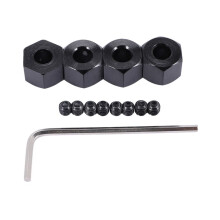 4 STÜCKE 5 Mm Bis 12 Mm Metall Kombinierer Rad Naben Sechskant Adapter für WPL D12 C14 C24 B14 B16 MN D90 D91 RC Auto Upgrade Teile, Schwarz