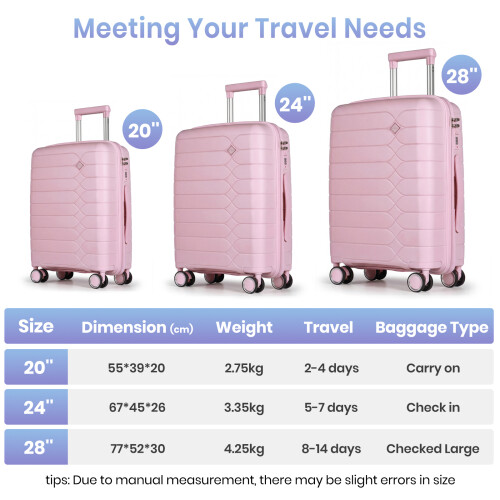 Carry-On Lightweight PP Hard Shell Cabin Suitcase 1