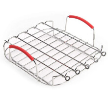 9 Inch Stainless Steel AirFryer Grill Rack Versatile Square Roasting Grill with Skewers Baking Tray AirFryers Holder